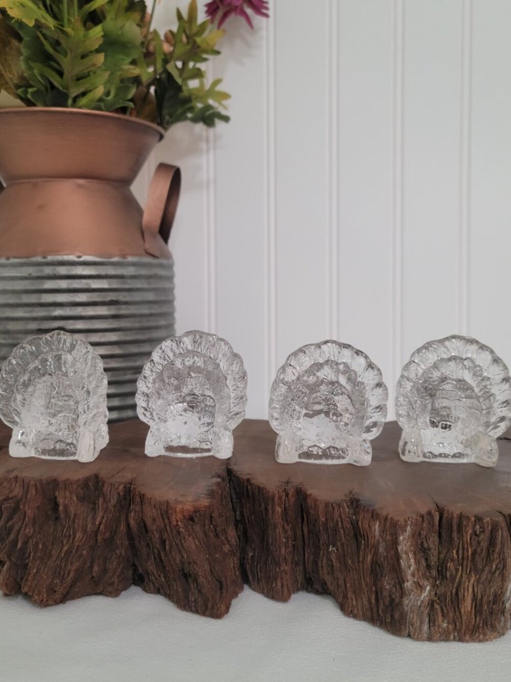 Williams Sonoma Glass Turkey SM Taper Candle Holders Fall Harvest -Set of 4 - Picture 6 of 16